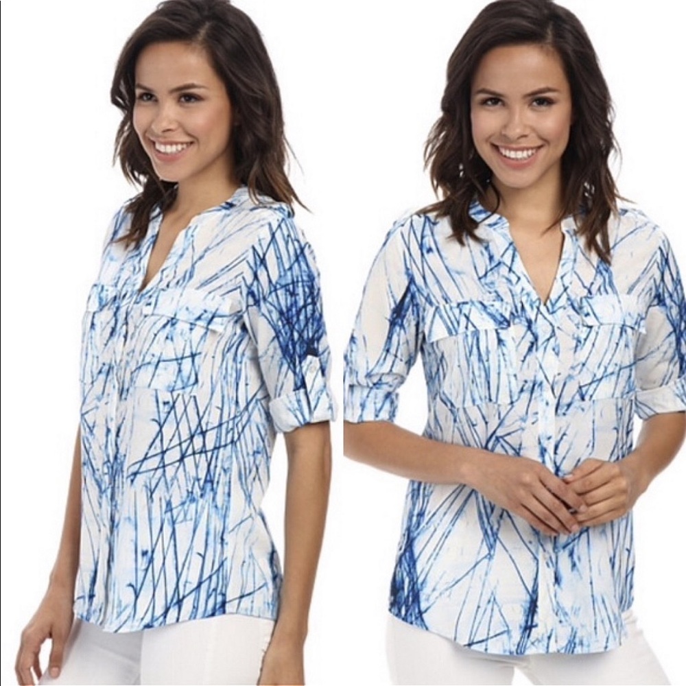 Breezy Calvin Klein Button Down Blouse. NO-wrinkle !